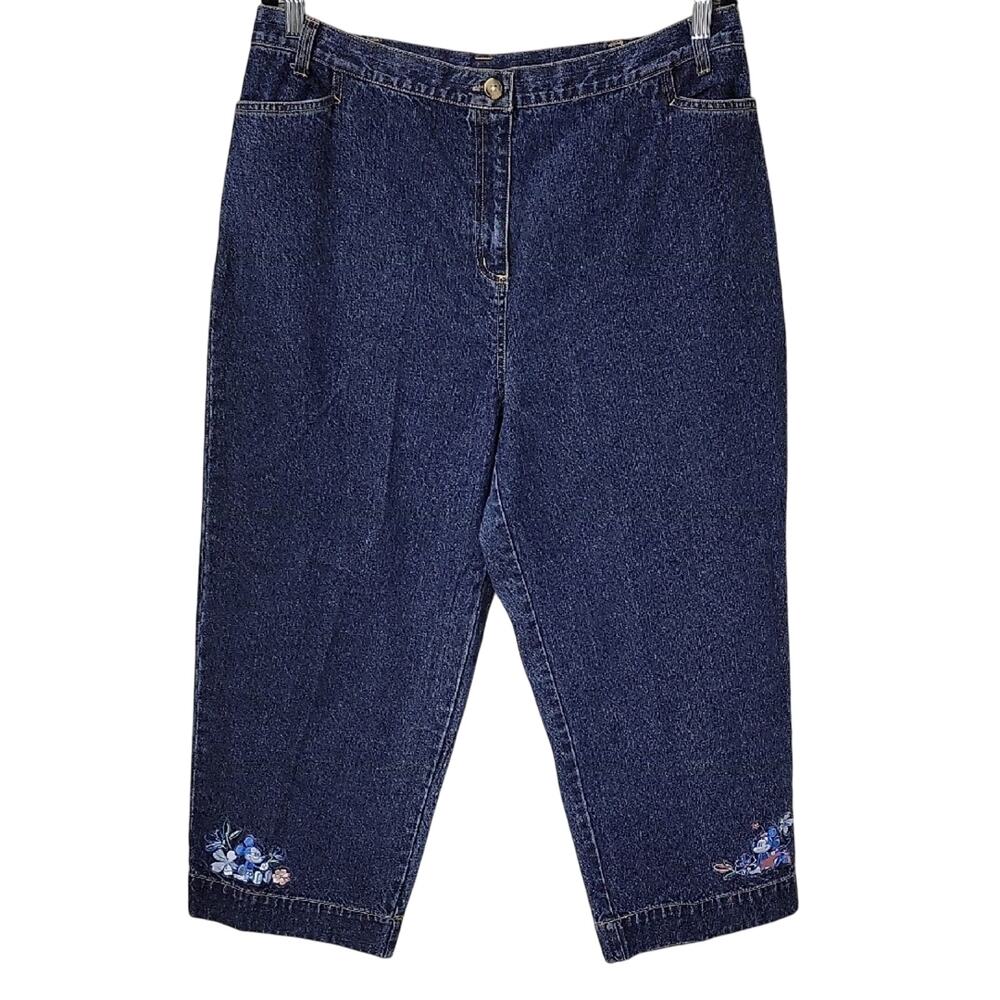 Disney Embroidered Denim Ankle Length Jeans - Size XL